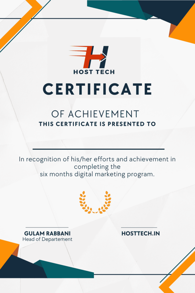 Digital Marketing Certificate from hosttech